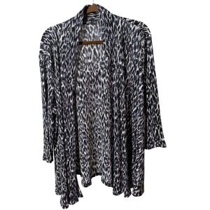 Effortless Style by Citiknits Women New 1X Leopard Print Pleated Cardigan Duster